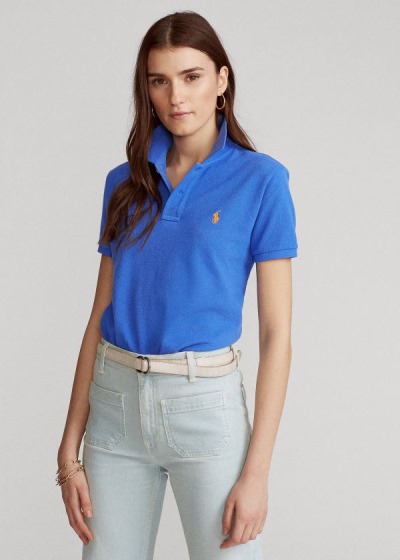 Camisa Polo Polo Ralph Lauren Mujer Azules - Classic Fit Mesh - ILEQJ9853